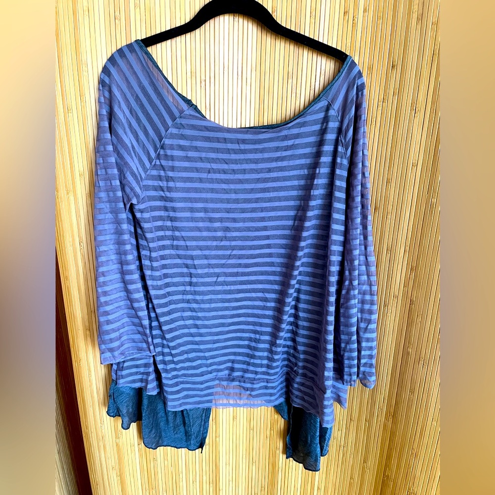 Lole silk cashmere blend striped mesh beautiful layered top in large